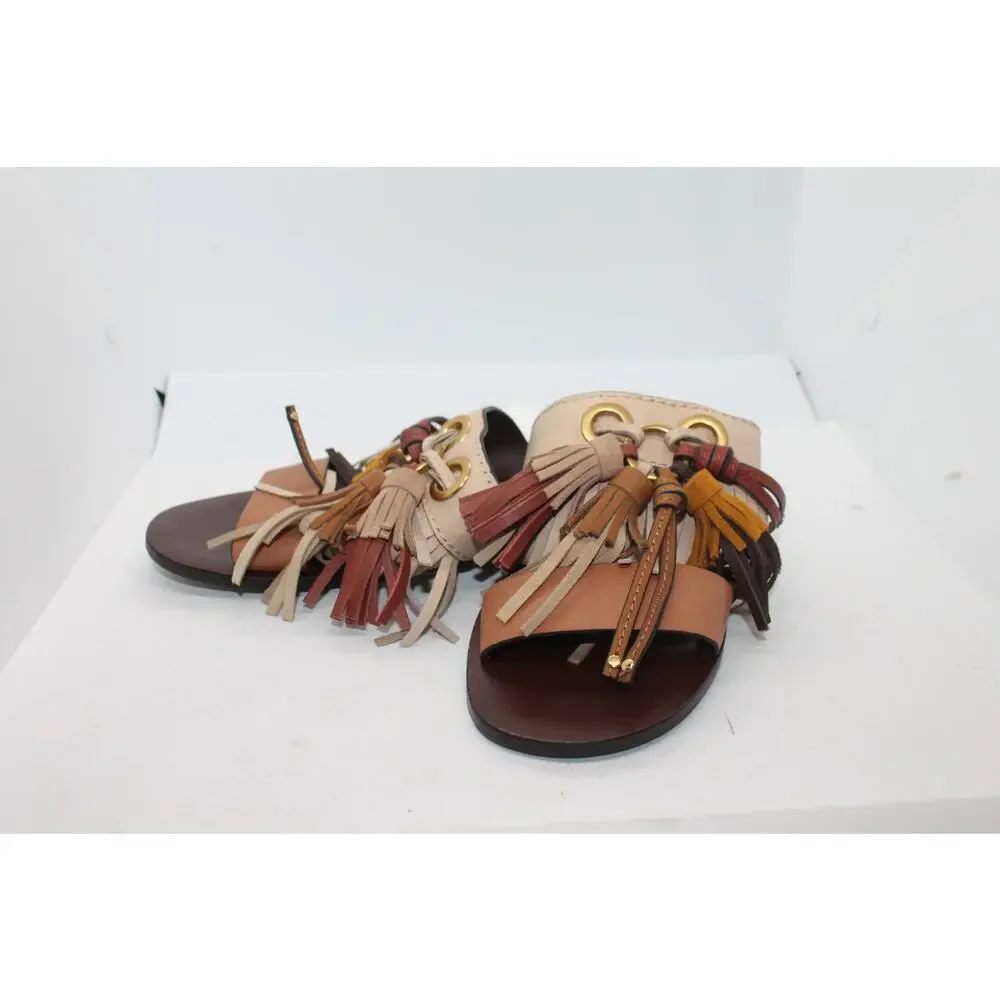 See by Chloe Tania Tasseled Slide Sandals sz 38 EU / 7.5 US